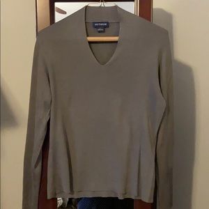 Grey silk long sleeves top